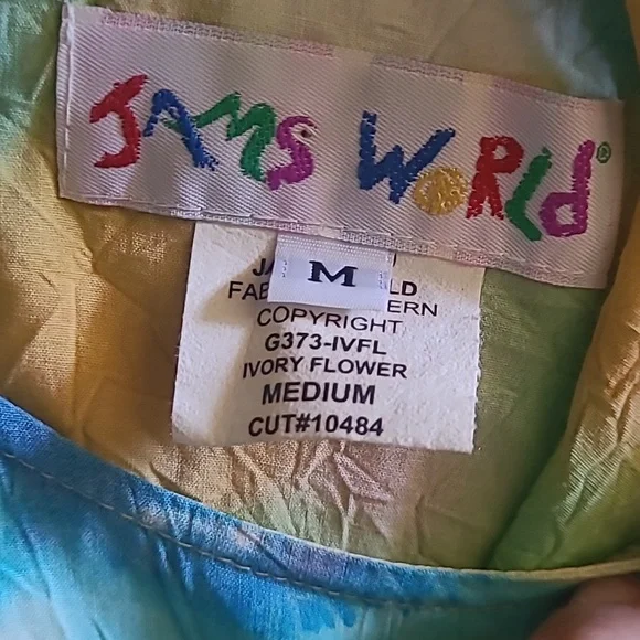 Vintage Jams World Ivory Flower Sleeveless Top/Mini Dress? Sz M, Made in Hawaii - Picture 4 of 5